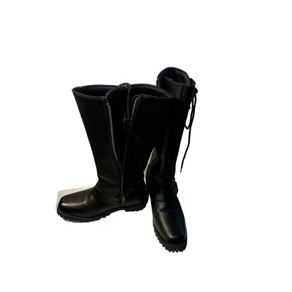 Milwaukee‎ Leather Women's 14" Full Lacing Classic Harness Boots Size 7.5-Black - Picture 3 of 6